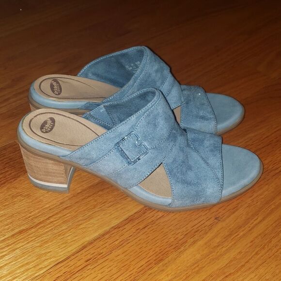 Dr Scholls blue textile heels - Picture 1 of 8